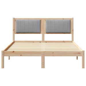 Sängram med Klädd Huvudgavel Ljusgrå 120 x 190 cm Massiv furu