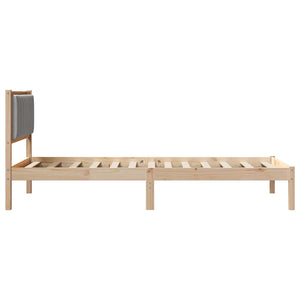 Sängram med Klädd Huvudgavel Ljusgrå 100 x 200 cm Massiv furu