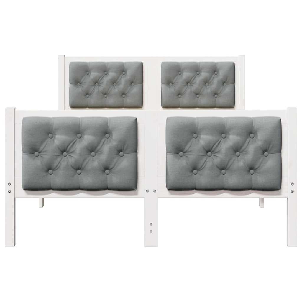 Sängram med huvudgavel Ljusgrå 120 x 200 cm Massiv furu