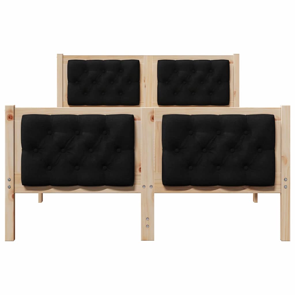 Sängram med huvudgavel Svart 120 x 190 cm Massiv furu