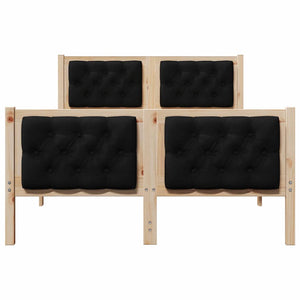 Sängram med huvudgavel Svart 120 x 190 cm Massiv furu