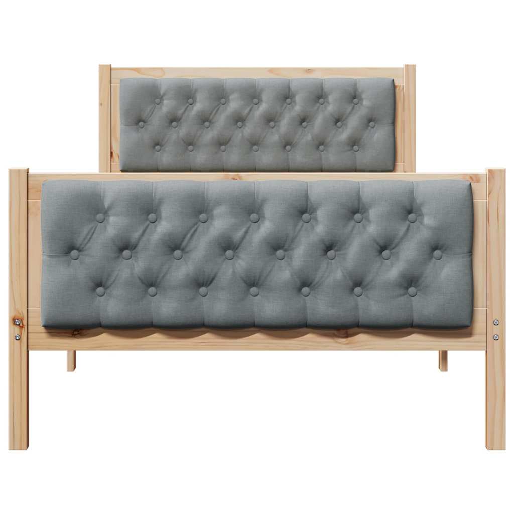 Sängram med huvudgavel Ljusgrå 100 x 200 cm Massiv furu