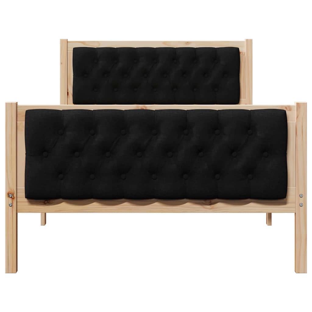 Sängram med huvudgavel Svart 100 x 200 cm Massiv furu