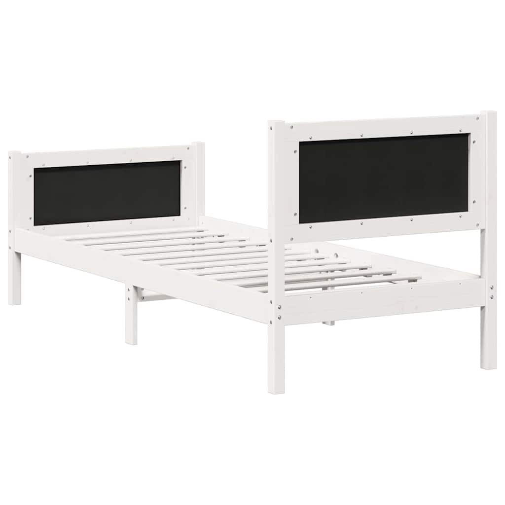 Sängram med huvudgavel Ljusgrå 80 x 200 cm Massiv furu