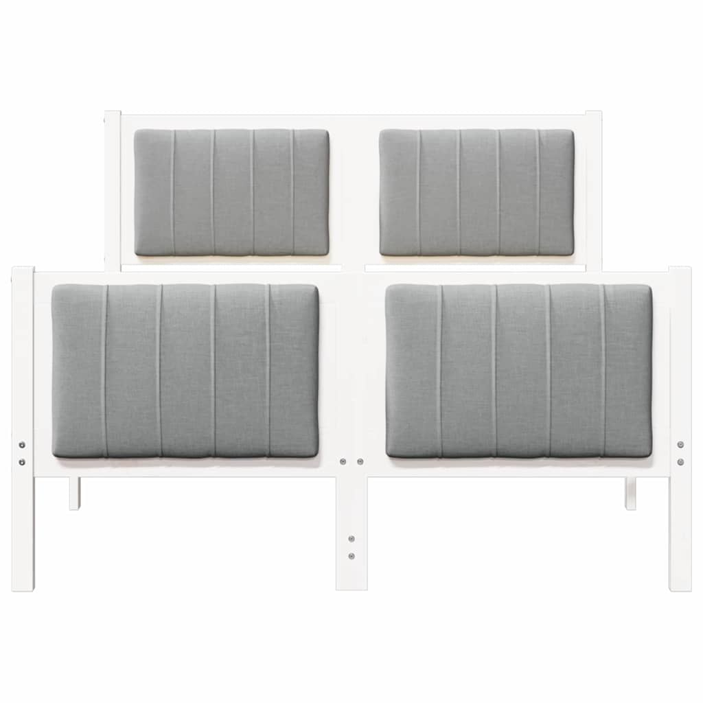 Sängram med huvudgavel Vit och ljusgrå 120 x 190 cm Massiv furu