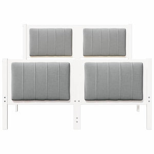 Sängram med huvudgavel Vit och ljusgrå 120 x 190 cm Massiv furu