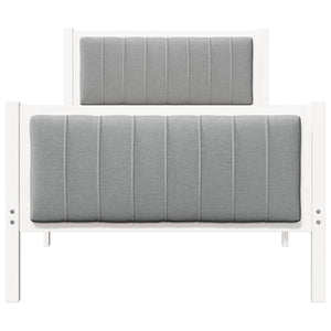 Sängram med huvudgavel Vit och ljusgrå 90 x 200 cm Massiv furu