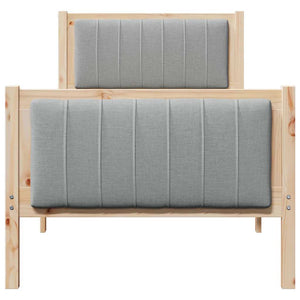 Sängram med huvudgavel Brun och ljusgrå 80 x 200 cm Massiv furu