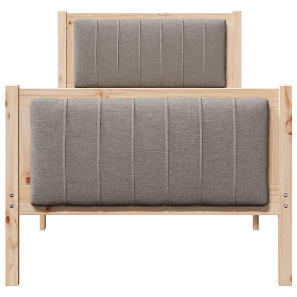 Sängram med huvudgavel Brun och taupe 80 x 200 cm Massiv furu
