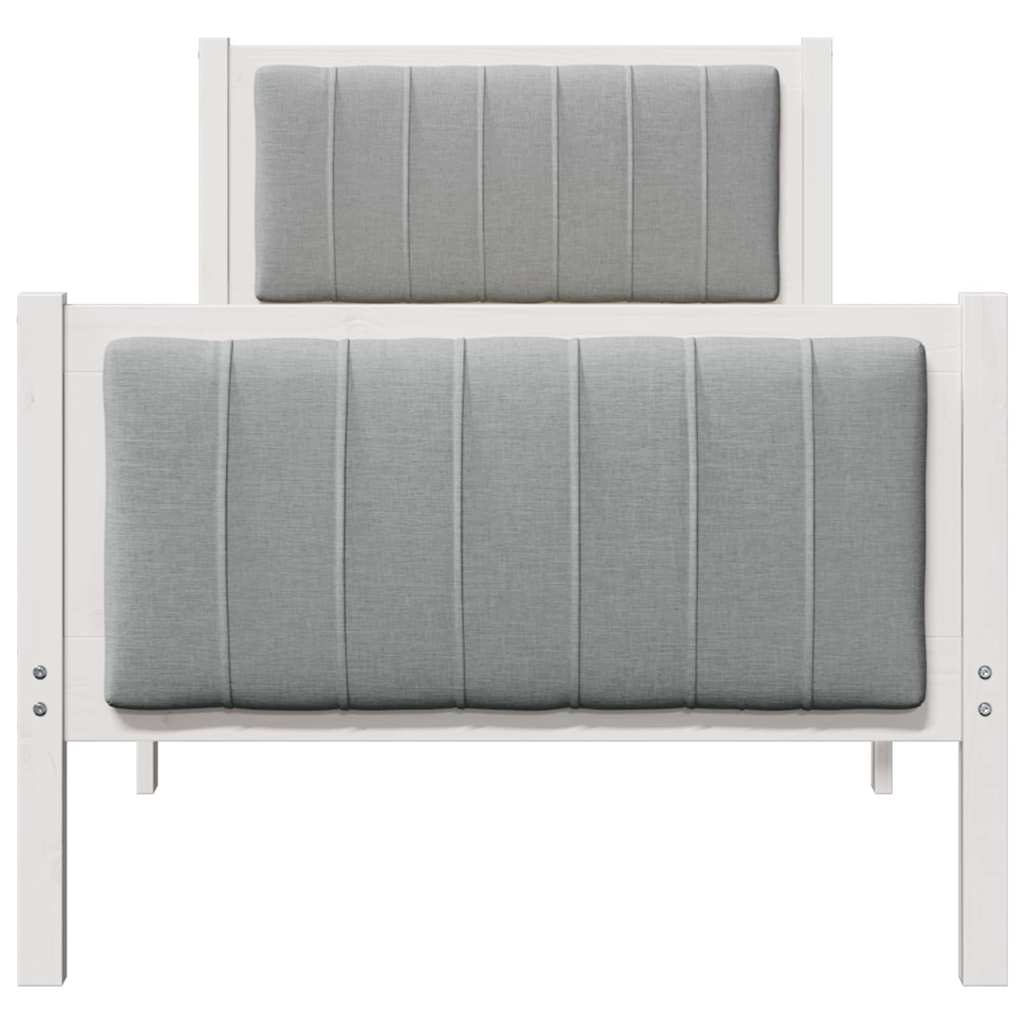 Sängram med huvudgavel Vit och ljusgrå 80 x 200 cm Massiv furu