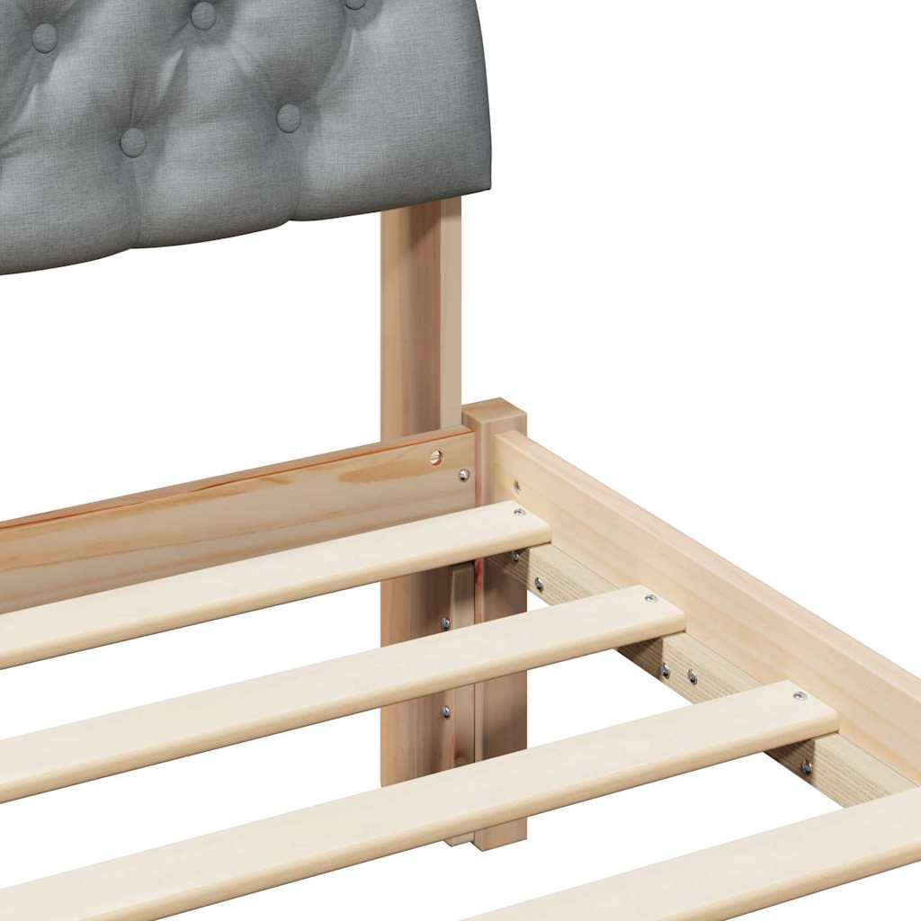 Sängram med huvudgavel Brun och ljusgrå 90 x 200 cm Massiv furu