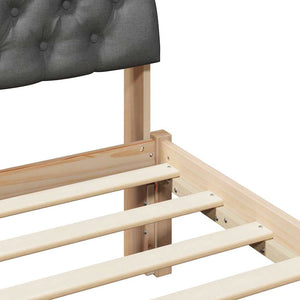 Sängram med huvudgavel brun och mörkgrå 75 x 190 cm Massiv furu