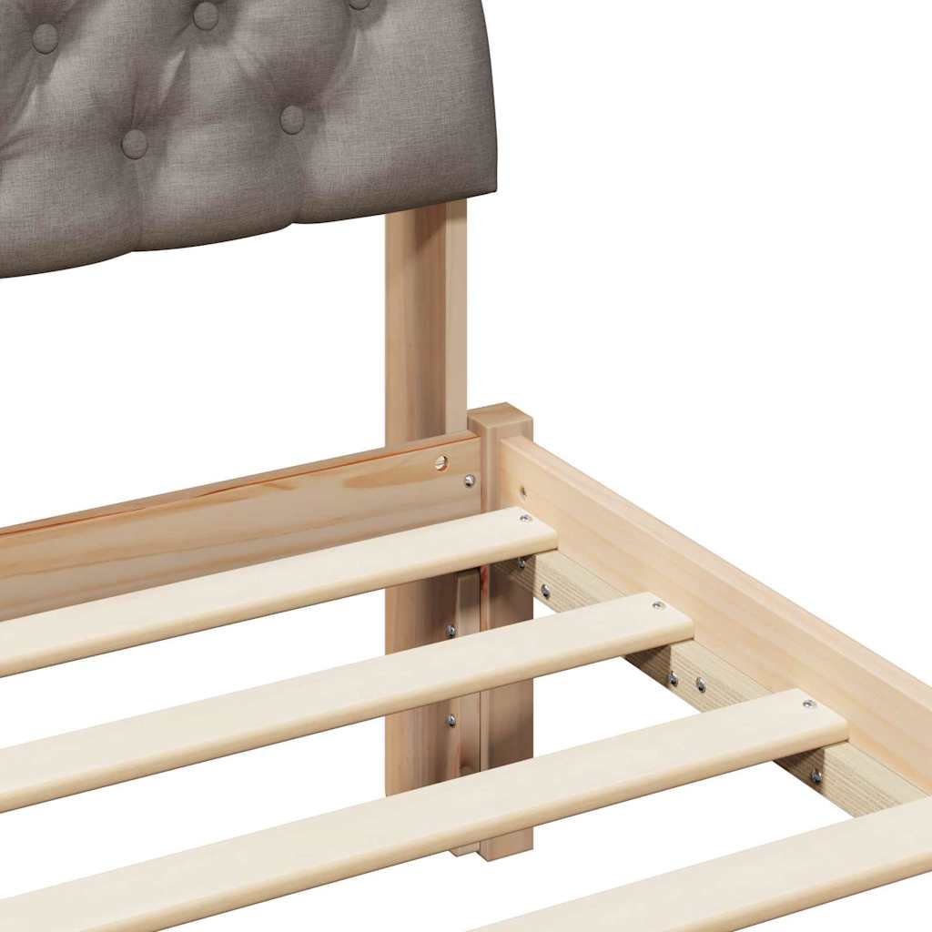 Sängram med huvudgavel Brun och taupe 75 x 190 cm Massiv furu