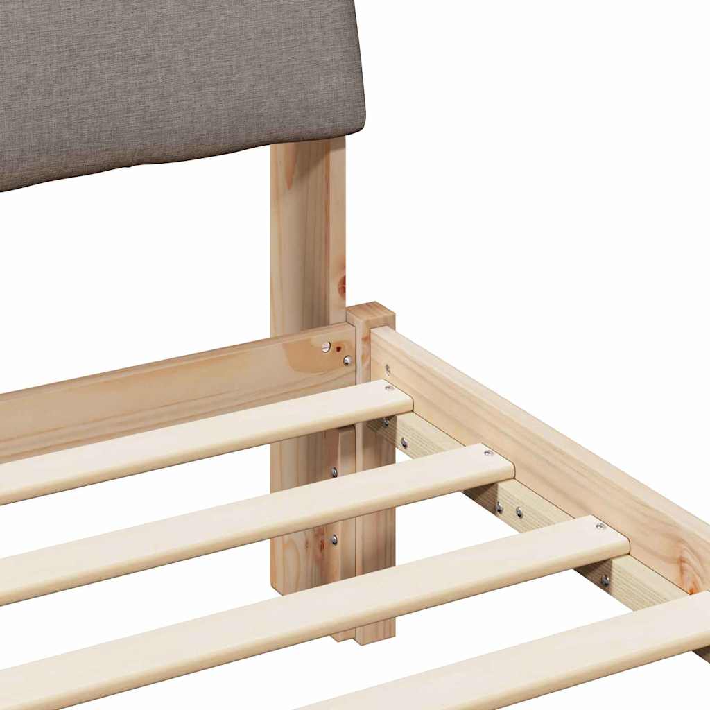 Sängram med huvudgavel Brun och taupe 100 x 200 cm Massiv furu