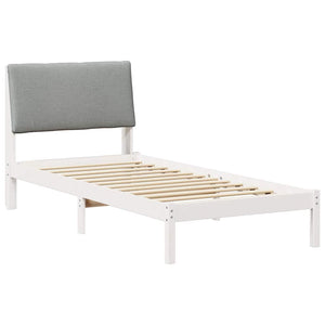 Sängram med huvudgavel Vit och ljusgrå 100 x 200 cm Massiv furu