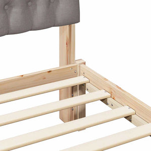 Sängram med Klädd Huvudgavel Brun 135 x 190 cm Massiv furu