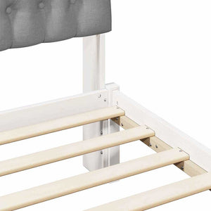 Sängram med Klädd Huvudgavel Vit 135 x 190 cm Massiv furu