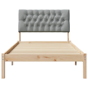 Sängram med Klädd Huvudgavel Brun 100 x 200 cm Massiv furu