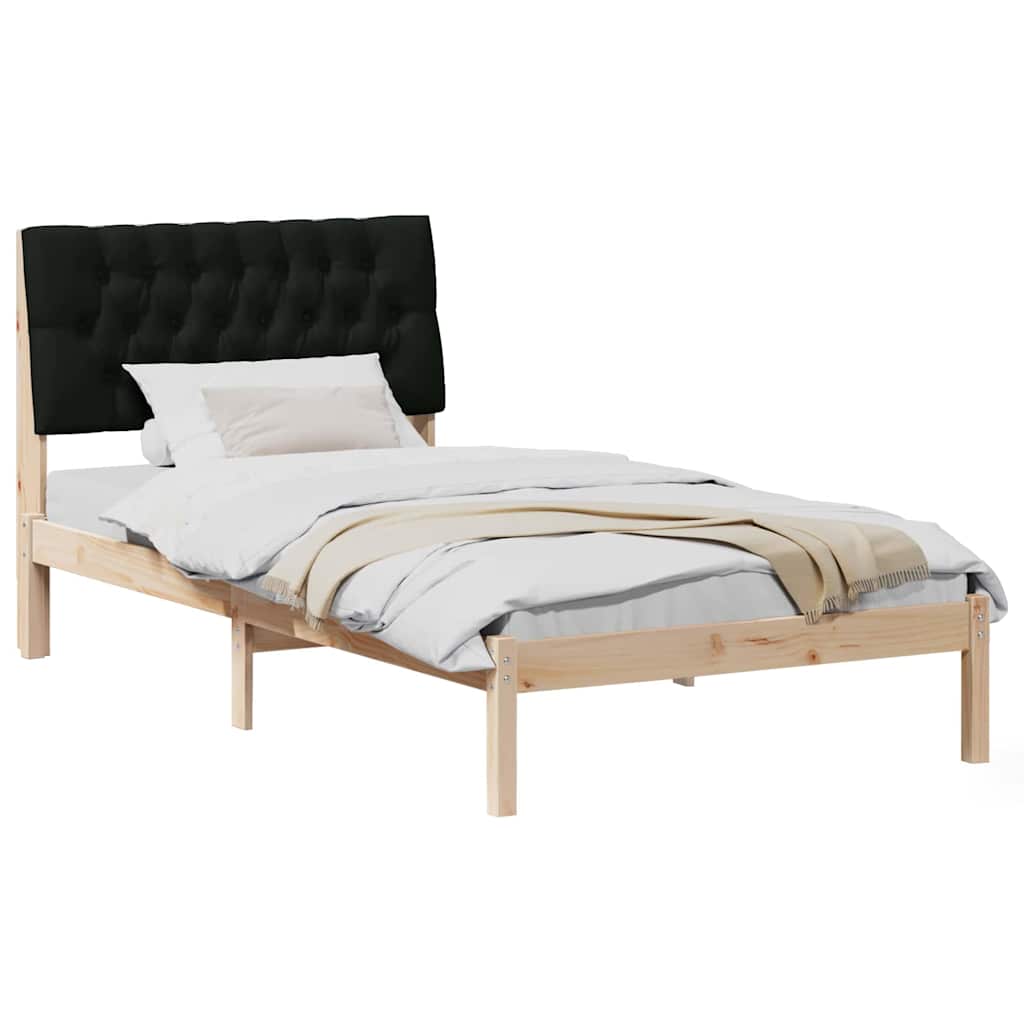 Sängram med Klädd Huvudgavel Brun 100 x 200 cm Massiv furu