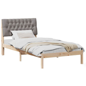 Sängram med Klädd Huvudgavel Brun 100 x 200 cm Massiv furu