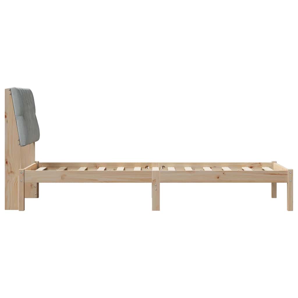 Sängram med Klädd Huvudgavel Brun 75 x 190 cm Massiv furu