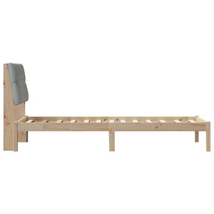 Sängram med Klädd Huvudgavel Brun 75 x 190 cm Massiv furu