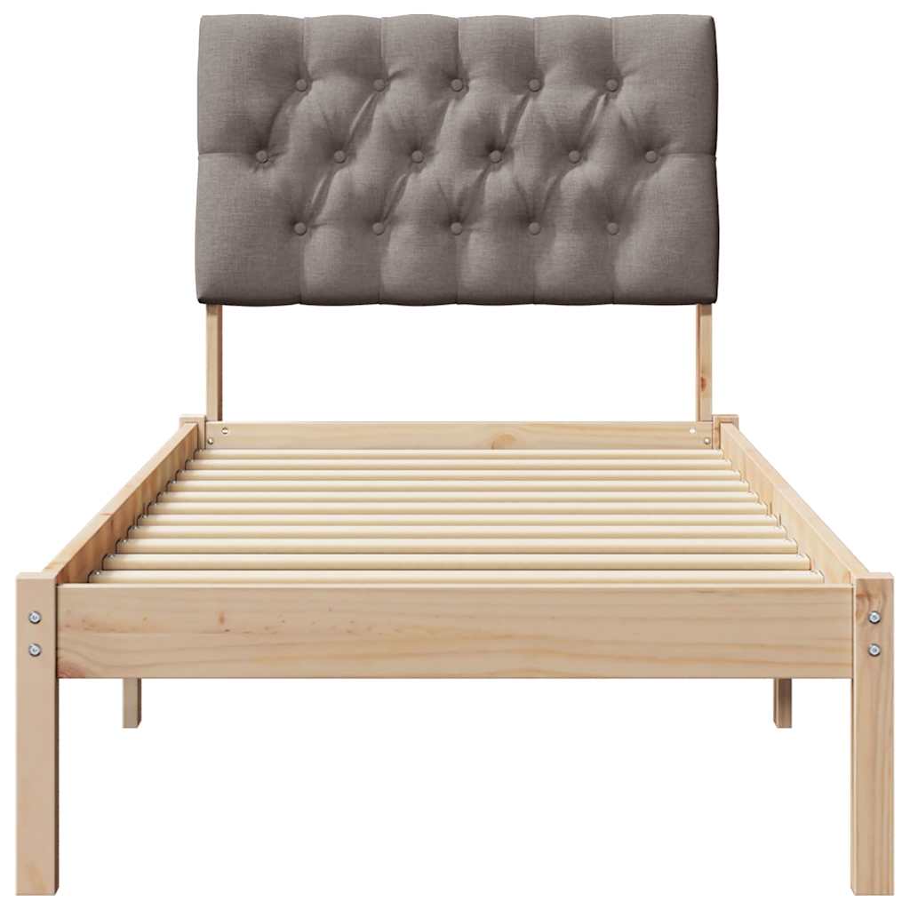 Sängram med Klädd Huvudgavel Brun 75 x 190 cm Massiv furu