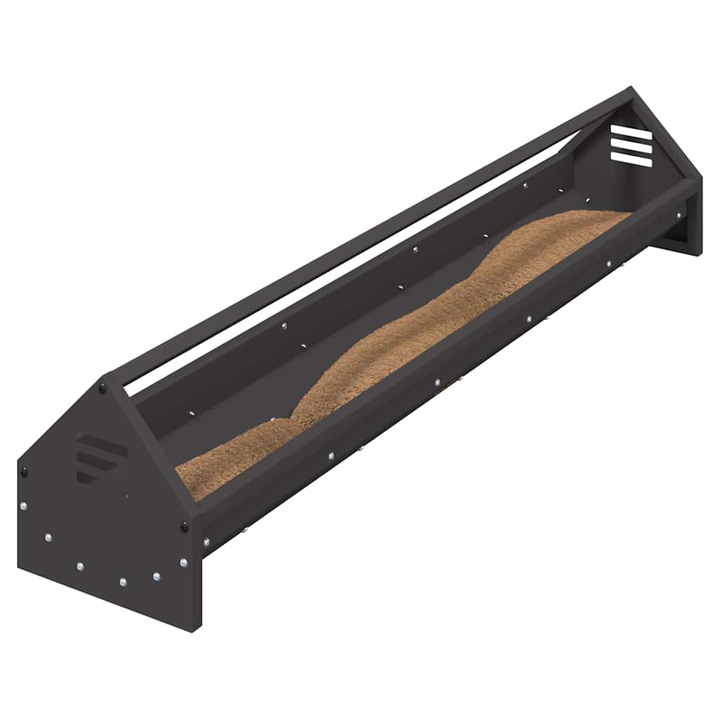 Kycklingmatningsränna Svart 108 x 20,5 x 20 cm Kallvalsat Stål