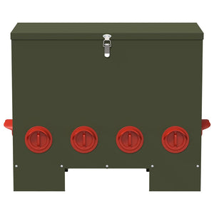 Hönsfodertråg 2 pcs Olivgrön 60,5 x 29 x 51 cm Kallvalsat Stål