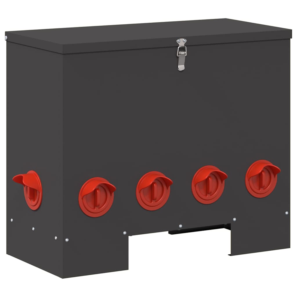 Hönsfodertråg 2 pcs Svart 60,5 x 29 x 51 cm Kallvalsat Stål