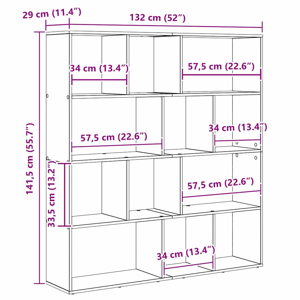 Bokskåp Svart Ek 132 x 29 x 141,5 cm Konstruerat trä