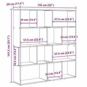 Bokskåp Svart Ek 132 x 29 x 141,5 cm Konstruerat trä