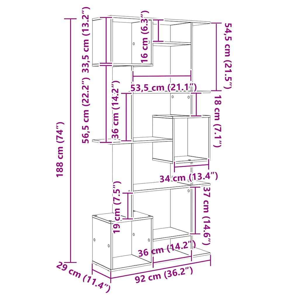 Bokskåp Svart Ek 92 x 29 x 188 cm Konstruerat trä