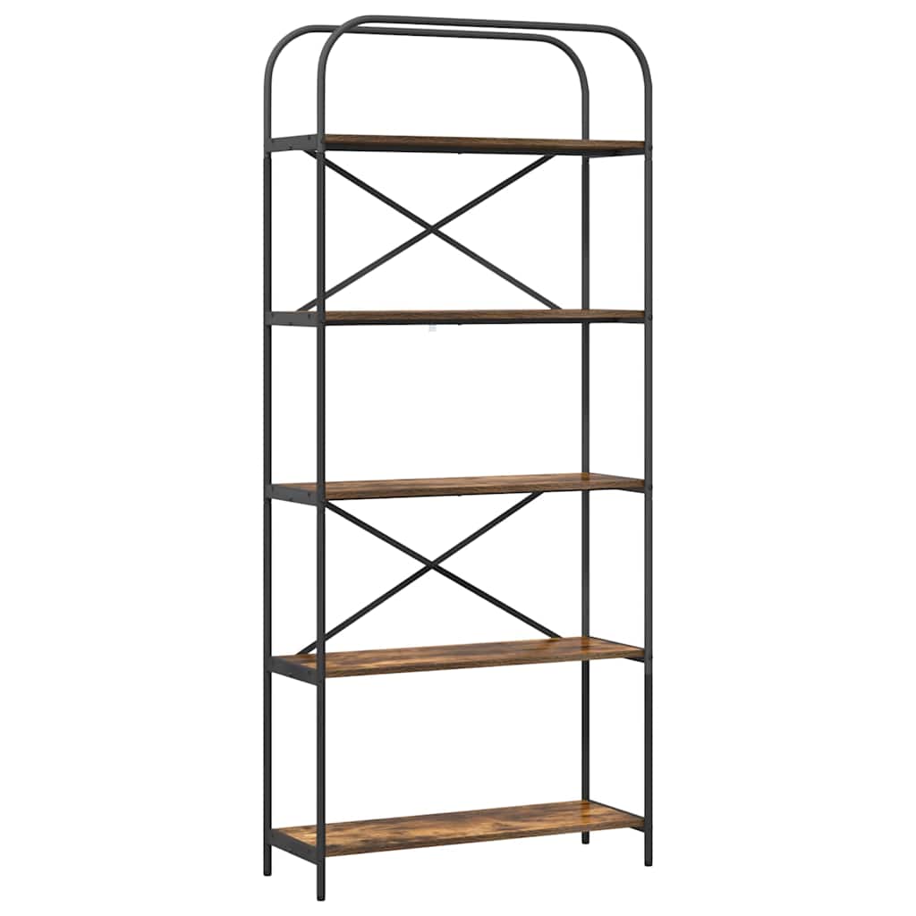 Hyllsystem 5 nivåer 80 x 30 x 183 cm Konstruerat trä Rökt ek