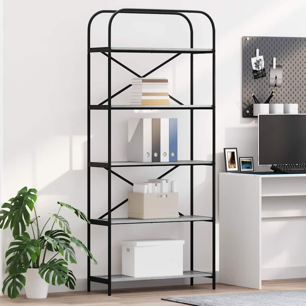 Hyllsystem 5 nivåer 80 x 30 x 183 cm Konstruerat trä Grå Sonoma