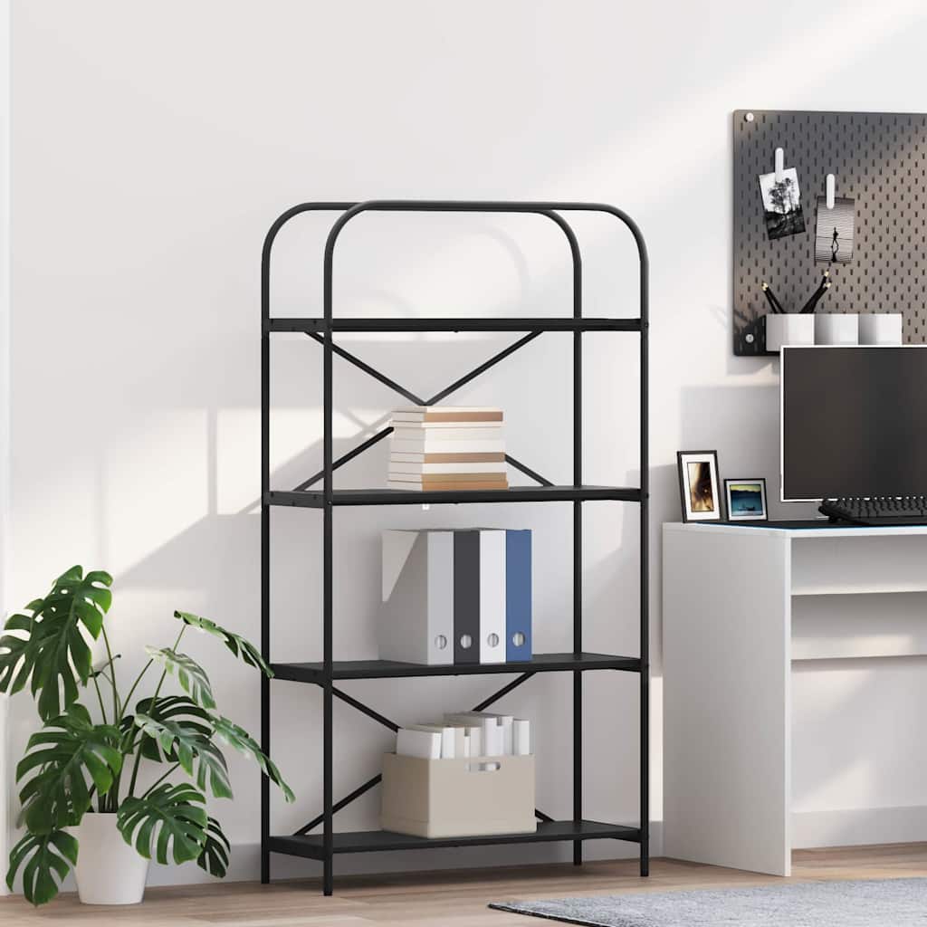 Hyllsystem 4 nivåer 80 x 30 x 146 cm Konstruerat trä Svart Ek