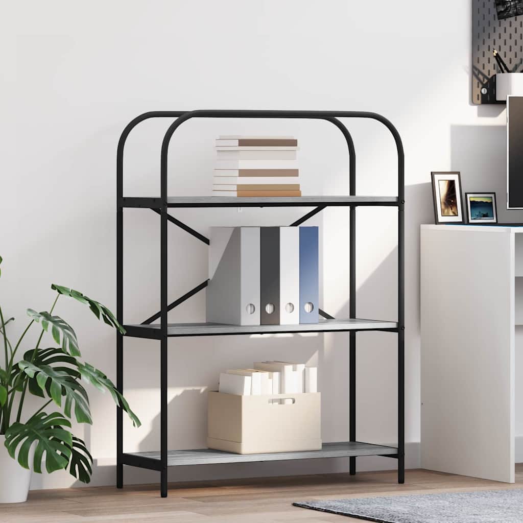 Hyllsystem 3 nivåer 80 x 30 x 109 cm Konstruerat trä Grå Sonoma