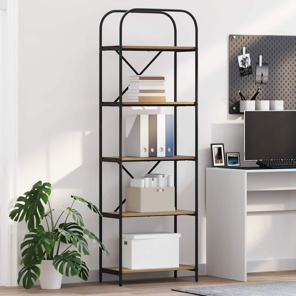 Hyllsystem 5 nivåer 60 x 30 x 183 cm Konstruerat trä Artisan Ek