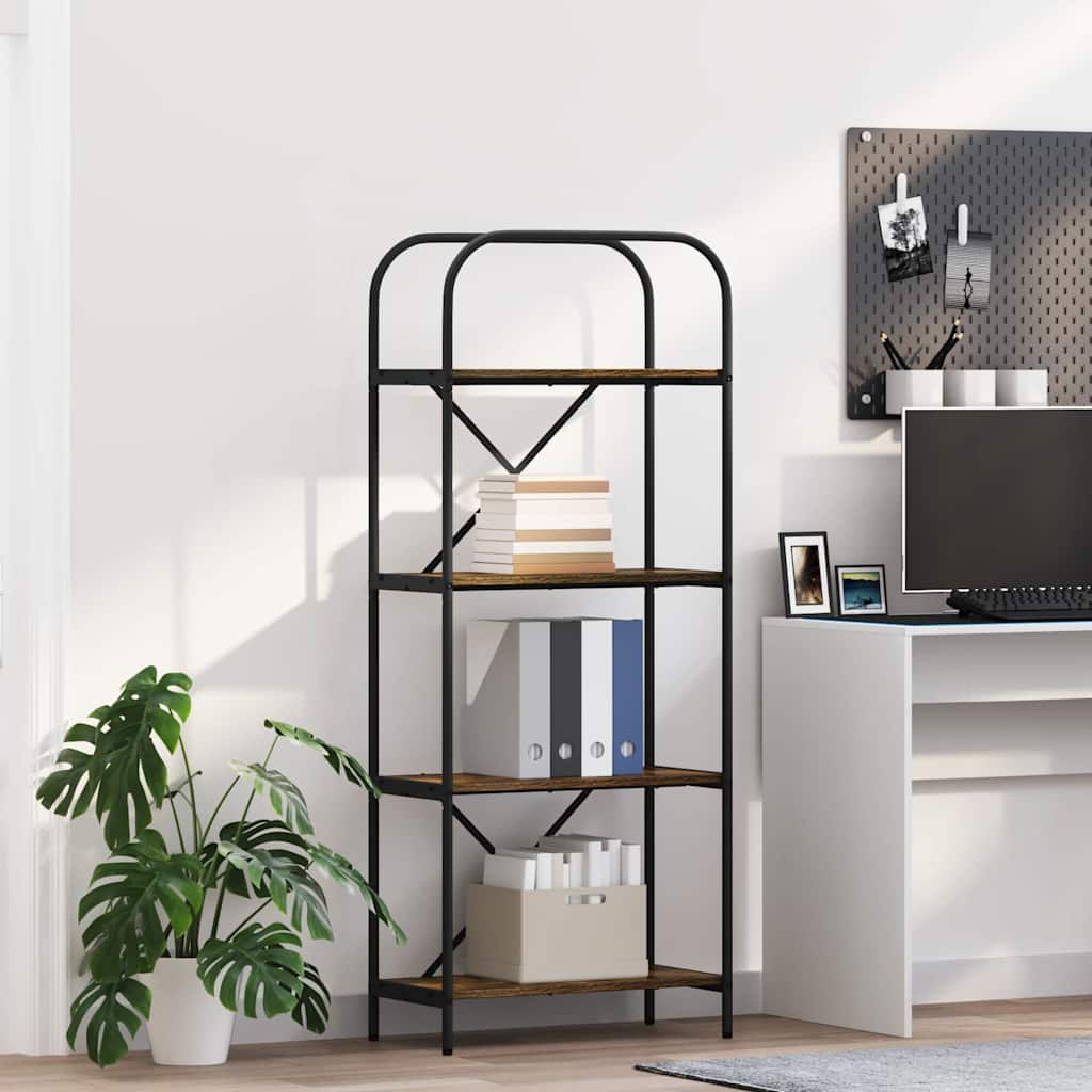 Hyllsystem 4 nivåer 60 x 30 x 146 cm Konstruerat trä Rökt ek
