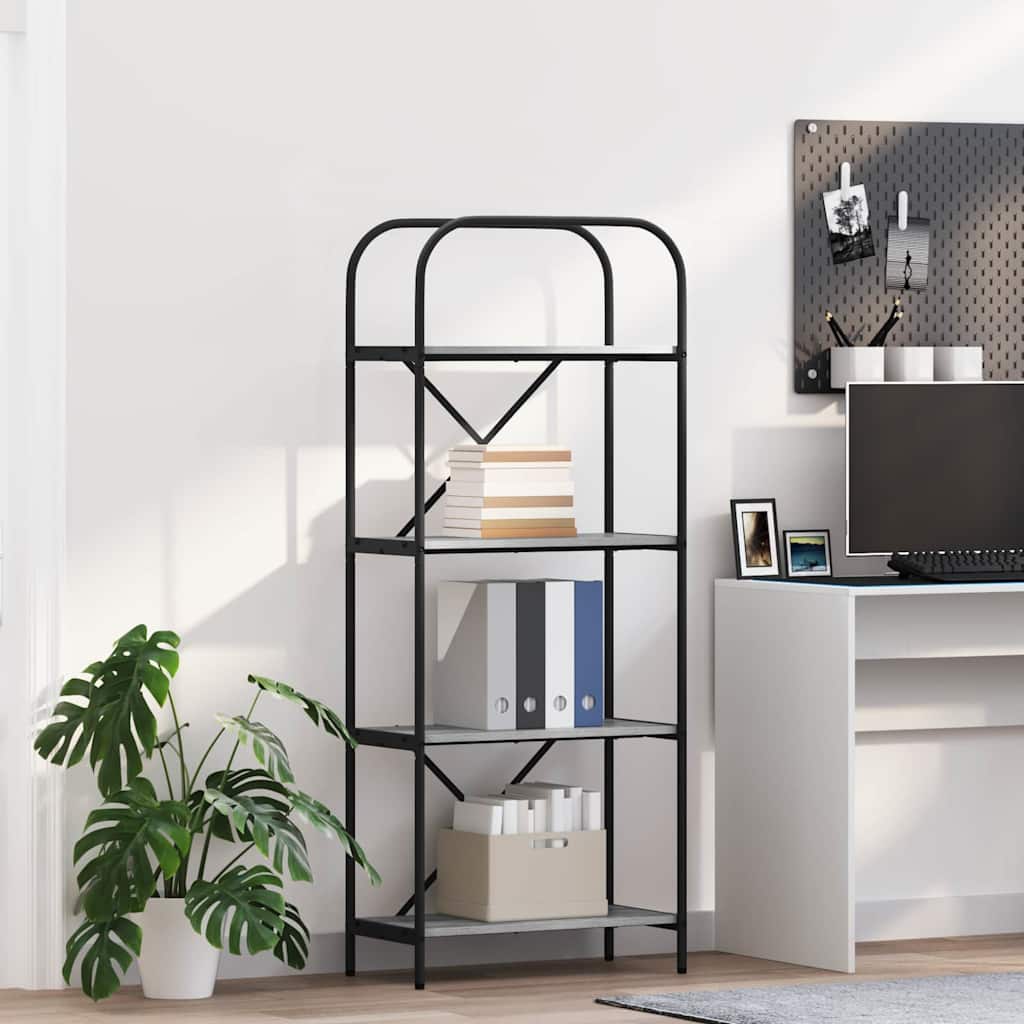 Hyllsystem 4 nivåer 60 x 30 x 146 cm Konstruerat trä Grå Sonoma