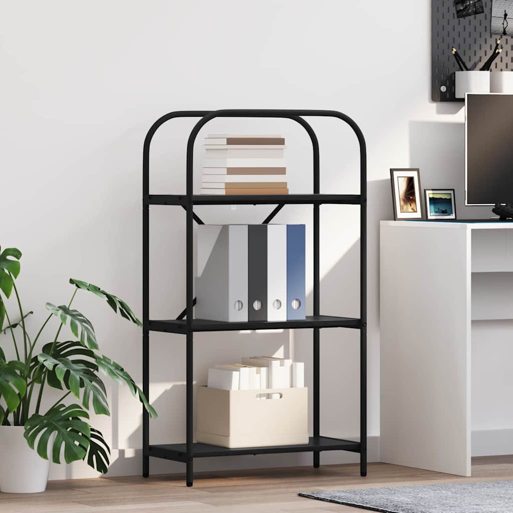 Hyllsystem 3 nivåer 60 x 30 x 109 cm Konstruerat trä Svart Ek