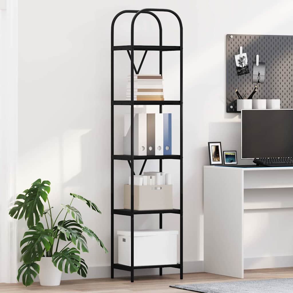 Hyllsystem 5 nivåer 40 x 30 x 183 cm Konstruerat trä Svart Ek