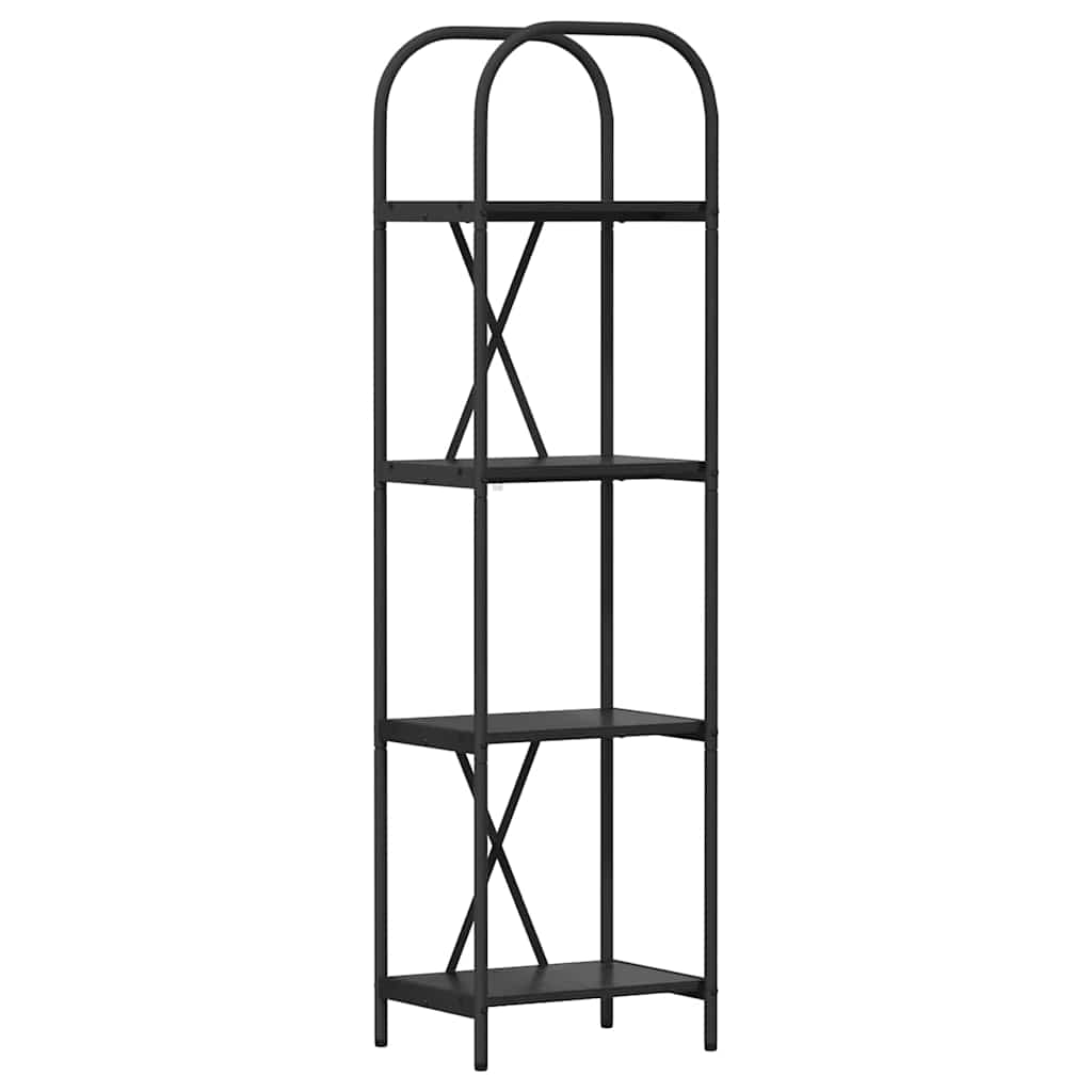 Hyllsystem 4 nivåer 40 x 30 x 146 cm Konstruerat trä Svart Ek