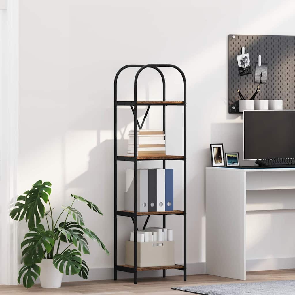 Hyllsystem 4 nivåer 40 x 30 x 146 cm Konstruerat trä Rökt ek