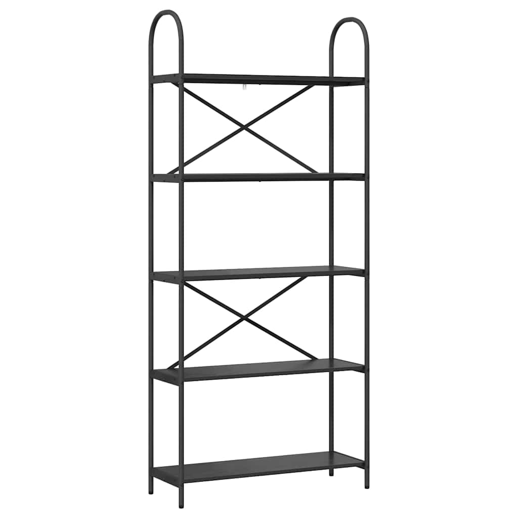 Hyllsystem 5 nivåer 80 x 30 x 183 cm Konstruerat trä Svart Ek