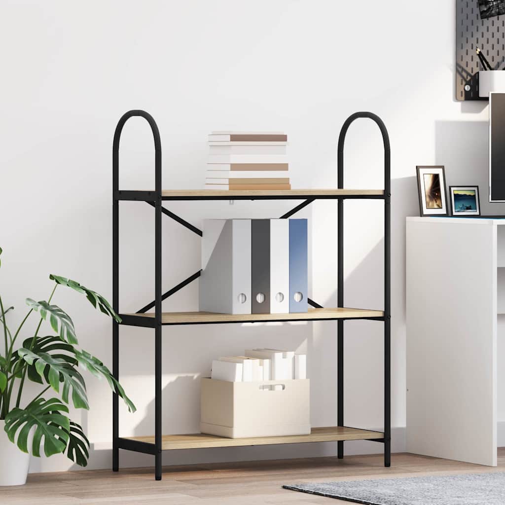 Hyllsystem 3 nivåer 80 x 30 x 109 cm Konstruerat trä Sonoma-ek