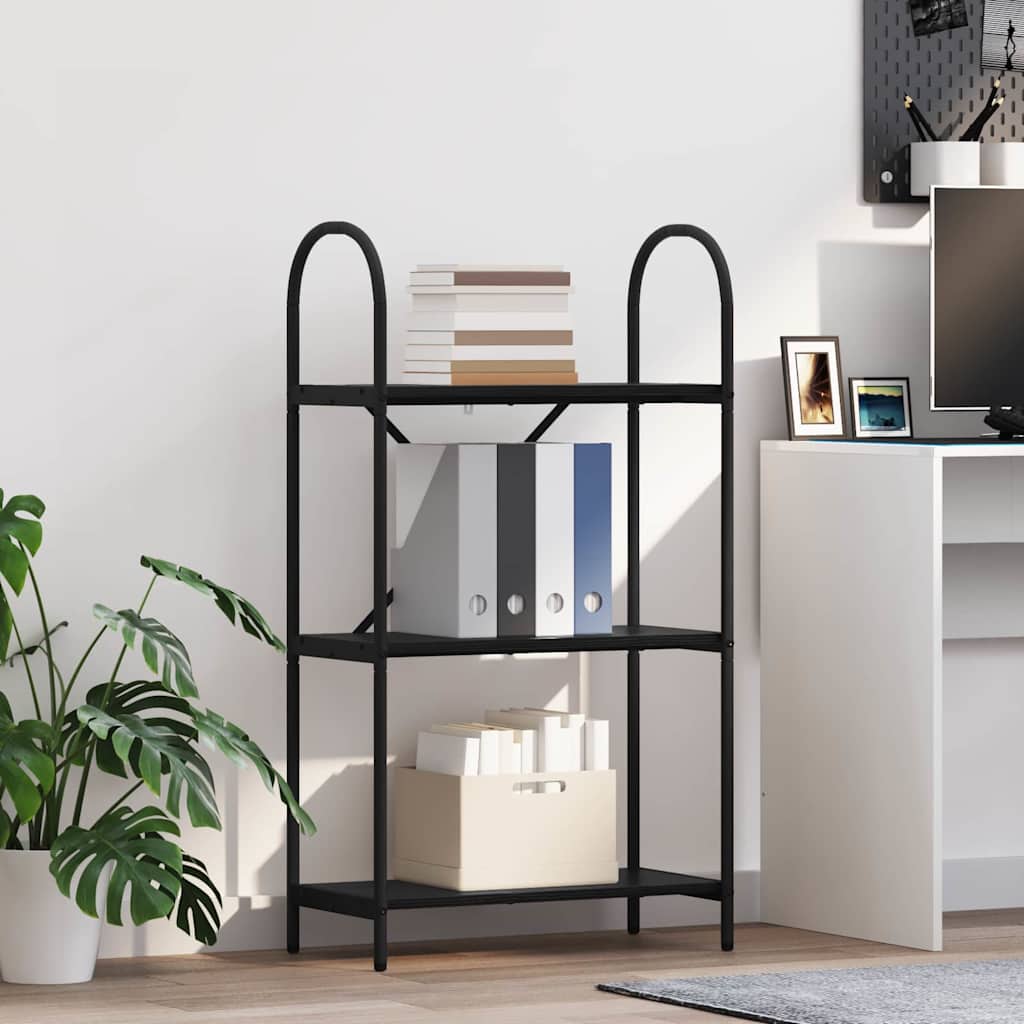Hyllsystem 3 nivåer 60 x 30 x 109 cm Konstruerat trä Svart Ek