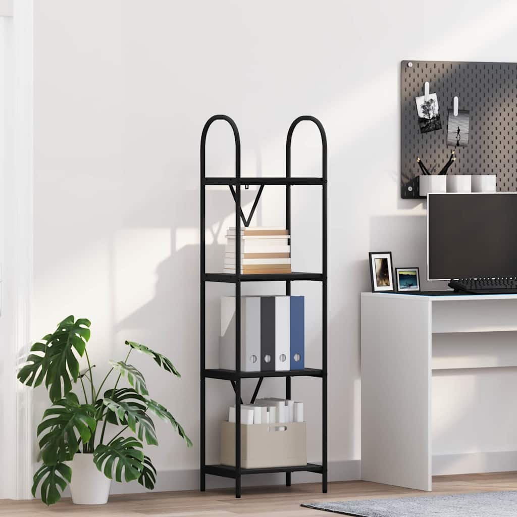 Hyllsystem 4 nivåer 40 x 30 x 146 cm Konstruerat trä Svart Ek
