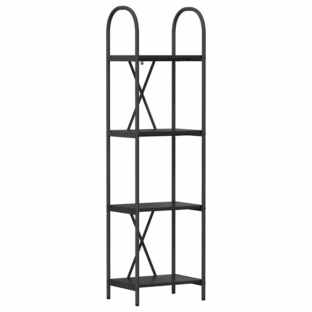 Hyllsystem 4 nivåer 40 x 30 x 146 cm Konstruerat trä Svart Ek