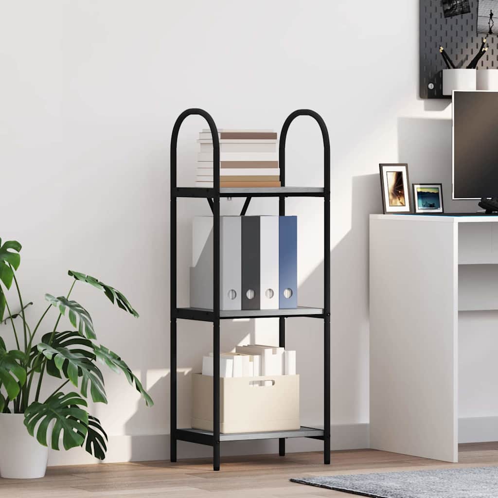 Hyllsystem 3 nivåer 40 x 30 x 109 cm Konstruerat trä Grå Sonoma